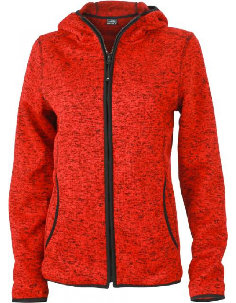 Jachetă tricotată cu glugă din fleece pentru femei